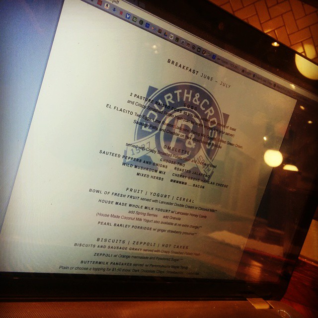 A tease of the breakfast menu at Fourth & Cross.