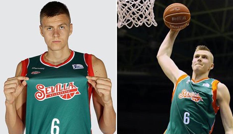 Porzingis (left, via Twitter; right, via YouTube)