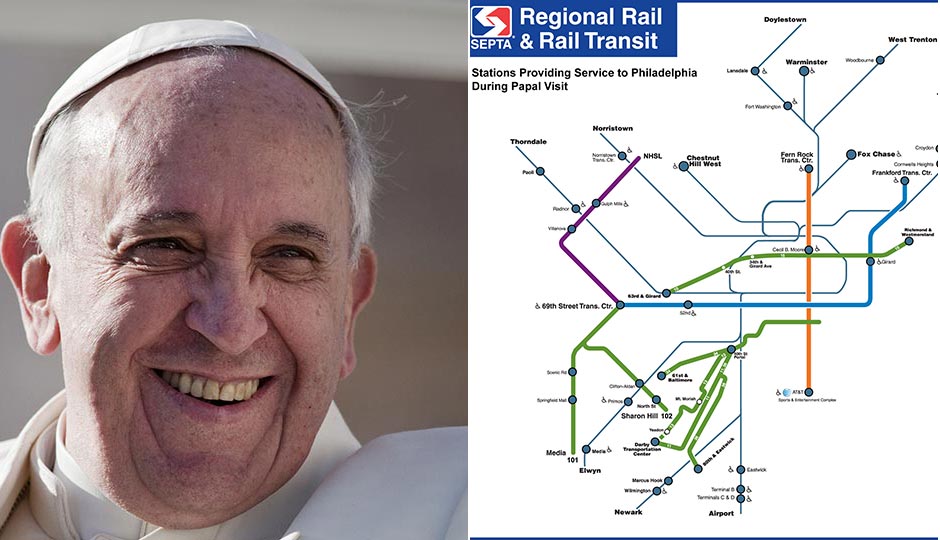Pope Francis| giulio napolitano / Shutterstock.com. Map | SEPTA