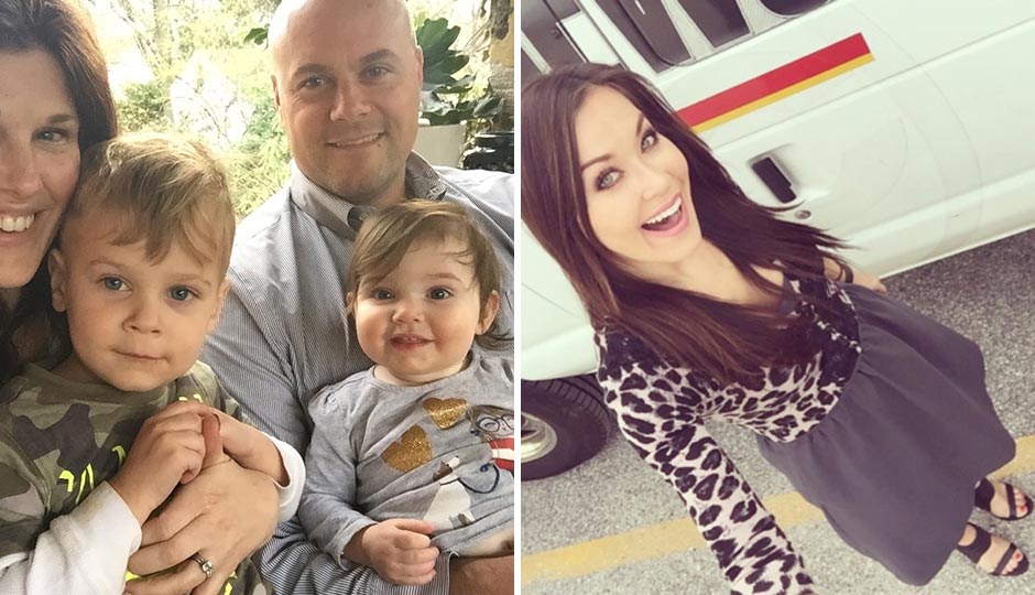 Left: Beka and Jesse Rendell with children Dean and Rosalind. Right: 6ABC’s Eva Pilgrim.