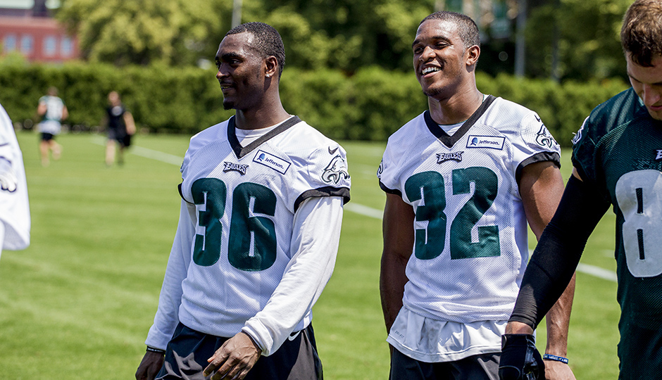 JaCorey Shepherd and Eric Rowe. (Photo by Jeff Fusco)