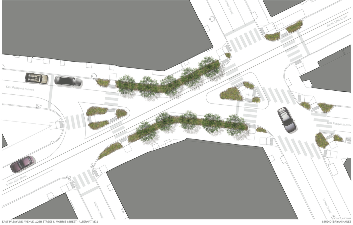 Alternative 1 design | Image courtesy of Passyunk Avenue Revitalization Corporation