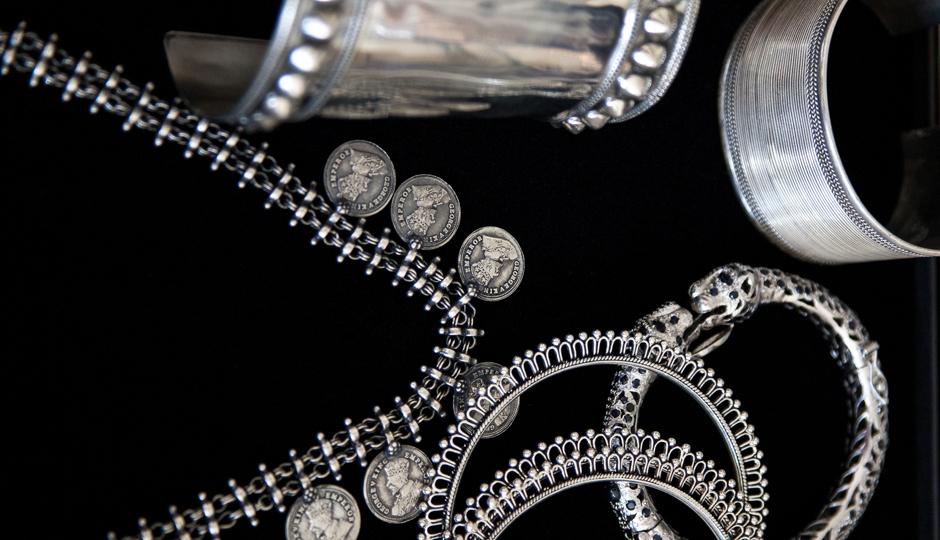 Silver-on-black