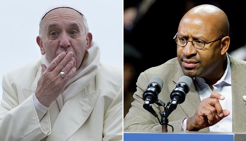 Pope Francis | neneo / Shutterstock.com.  Mayor Nutter | Jeff Fusco