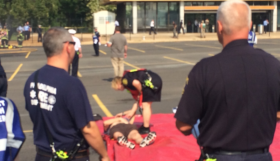 A severely injured Priority 1 victim