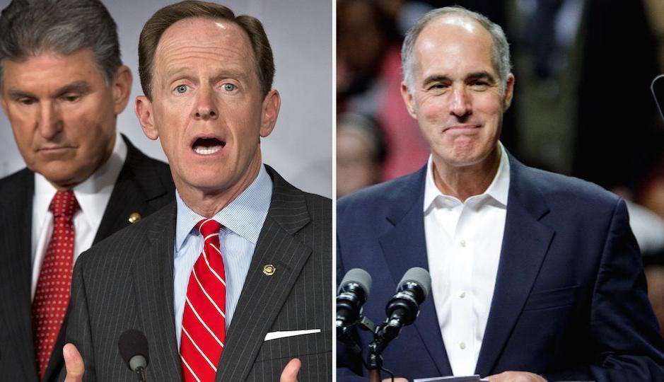Pat Toomey, left; Bob Casey Jr., right.