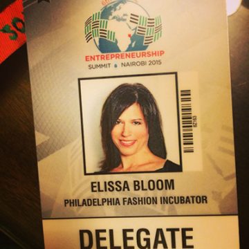 Elissa Bloom's credentials for the Global Entrepreneurship Summit in Nairobi, Kenya.