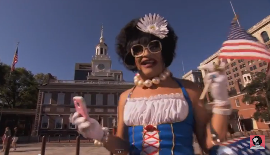 A scene from the Miss Richfield Visit Philly commercial.