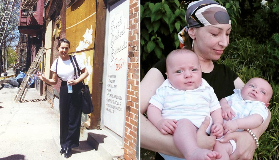 Audrey at Audrey Claire during construction in 1996; Leslie Taichman with her twins. Photographs courtesy of Audrey Taichman