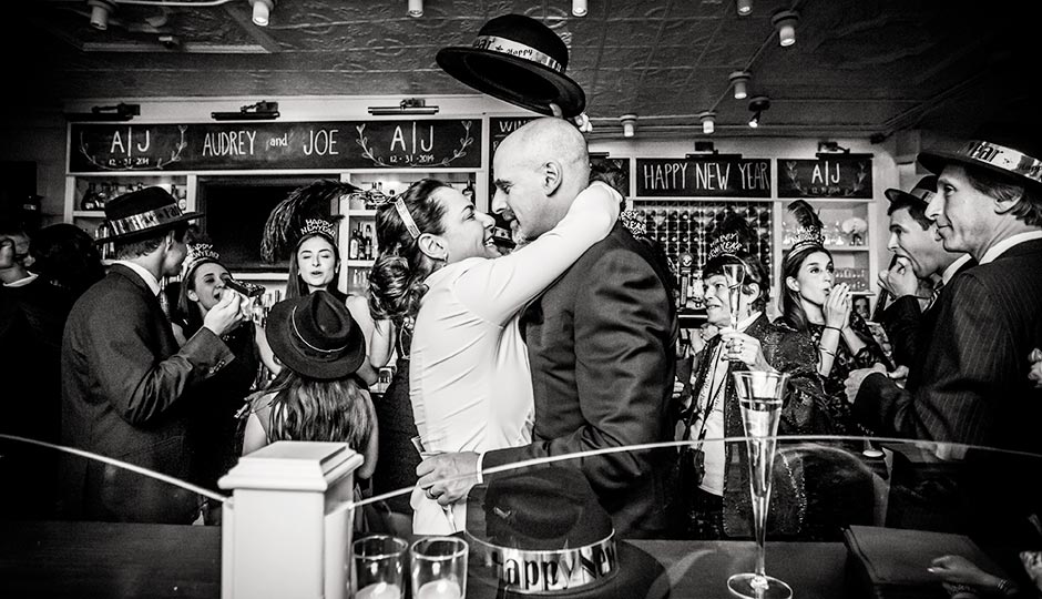 Audrey and Joe Friedberg at Twenty Manning for their wedding celebration. Photograph by Ashley E. Labonde/Wide Eyed Studios