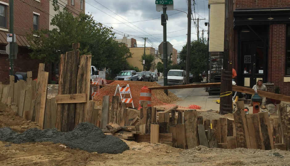 Road work on South 10th Street at Tasker St.