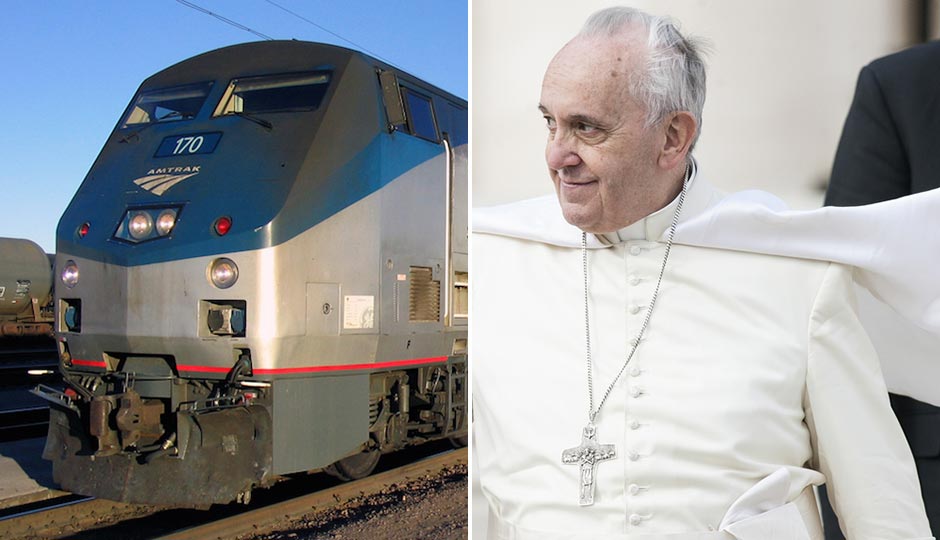 Amtrak | Shutterstock. Pope Francis | giulio napolitano / Shutterstock.com