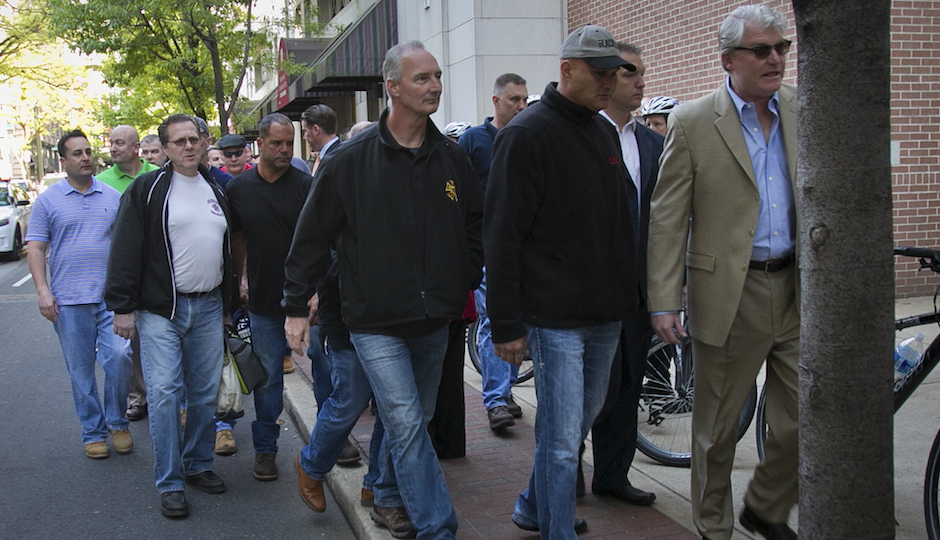 At right, John Dougherty, outside of the Convention Center. | Photo by Alejandro Alvarez/Inquirer