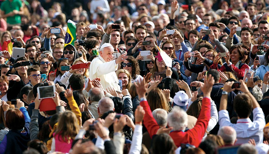 Pope Francis in St. Peter’s Square in 2013. Photograph by Franco Origlia/Getty Images