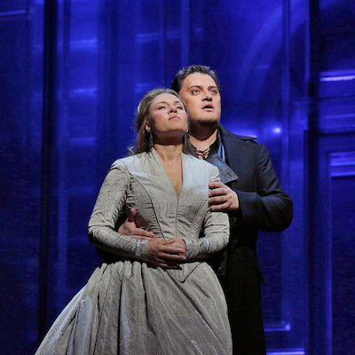 Aleksandrs Antonenko in the title role and Sonya Yoncheva as Desdemona in Verdi's "Otello". Photographed by Ken Howard/ Metropolitan Opera