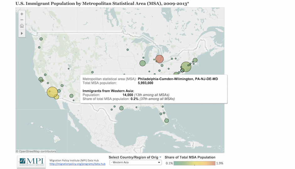Screenshot of the Migration Policy Institute’s map