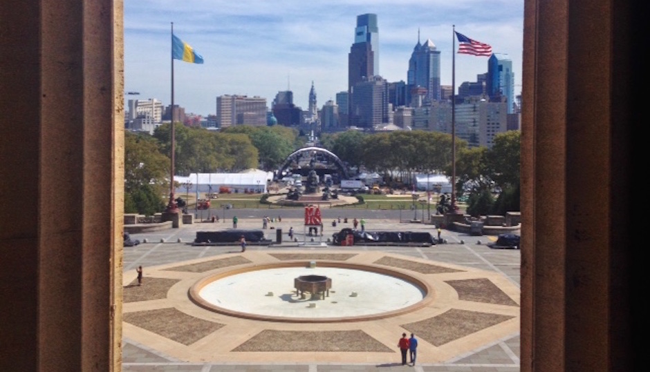 view from art museum steps