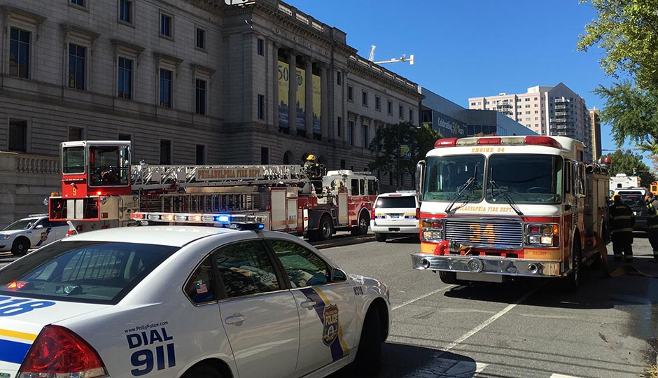 Emergency response at Community College of Philadelphia today. Photo | Jared Shelly