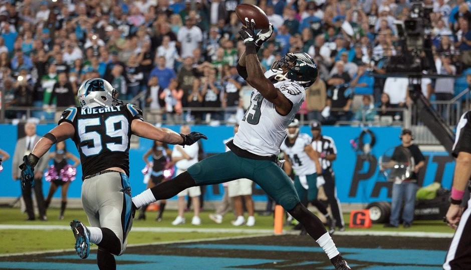 Josh Huff drops a potential touchdown. (USA Today Sports)