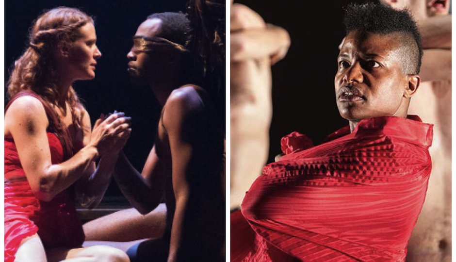 Left: Arden Theater's production of "Metamorphoses." Right: Wilma Theater's production of "Antigone."