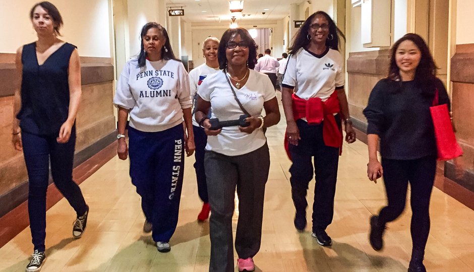 Councilwoman Blondell Reynolds Brown leading her Noonwalk group