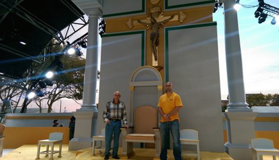 Ted Resnick and son Joel Resnick after installing pope carpet in Philadelphia.