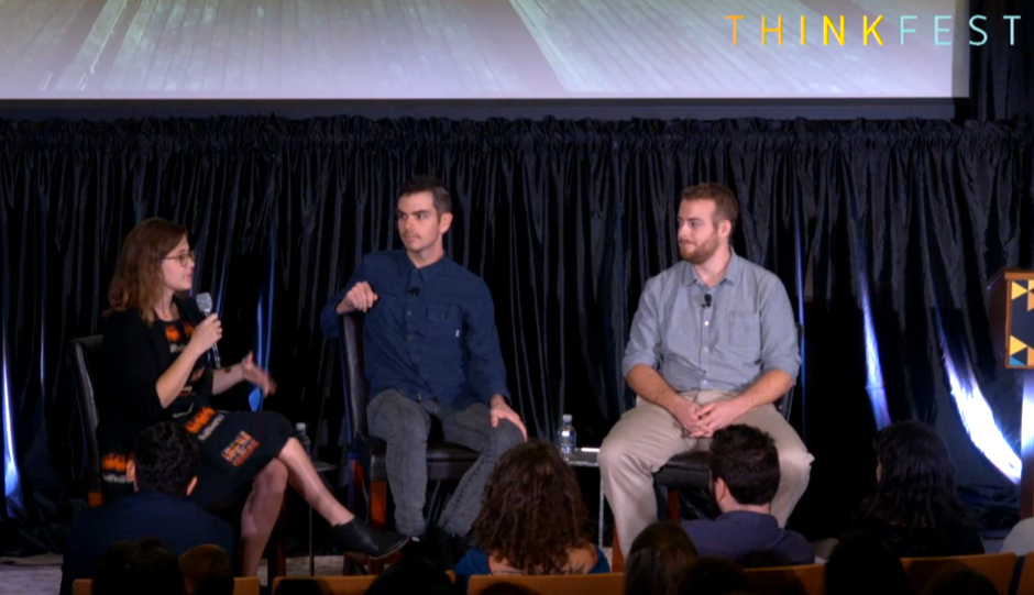 From left: Emma Fried-Cassorla, Conrad Benner and Cory J. Popp at ThinkFest.