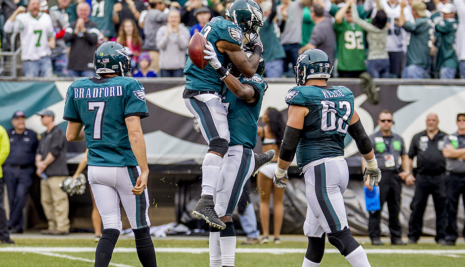 Josh Huff and Nelson Agholor. (Jeff Fusco)