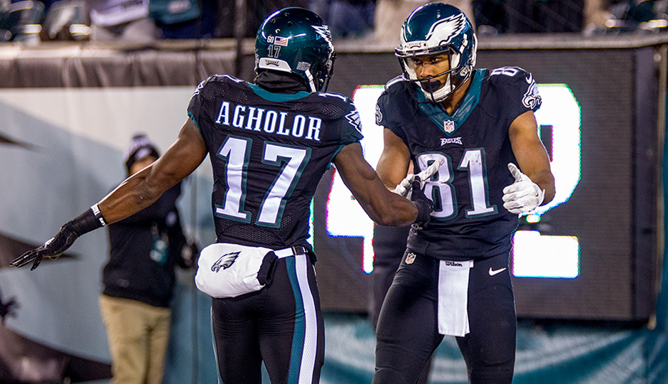 Nelson Agholor and Jordan Matthews. (Jeff Fusco)