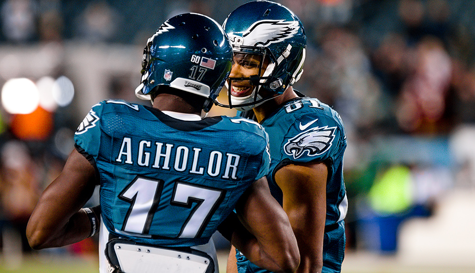Nelson Agholor and Jordan Matthews. (Jeff Fusco)