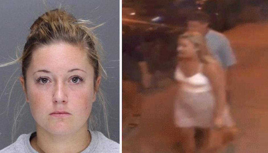 Left: Kathryn Knott. Right: A screengrab from surveillance footage released to the public last year. A Philadelphia detective identified the woman in the photo as Knott in court on Friday. 