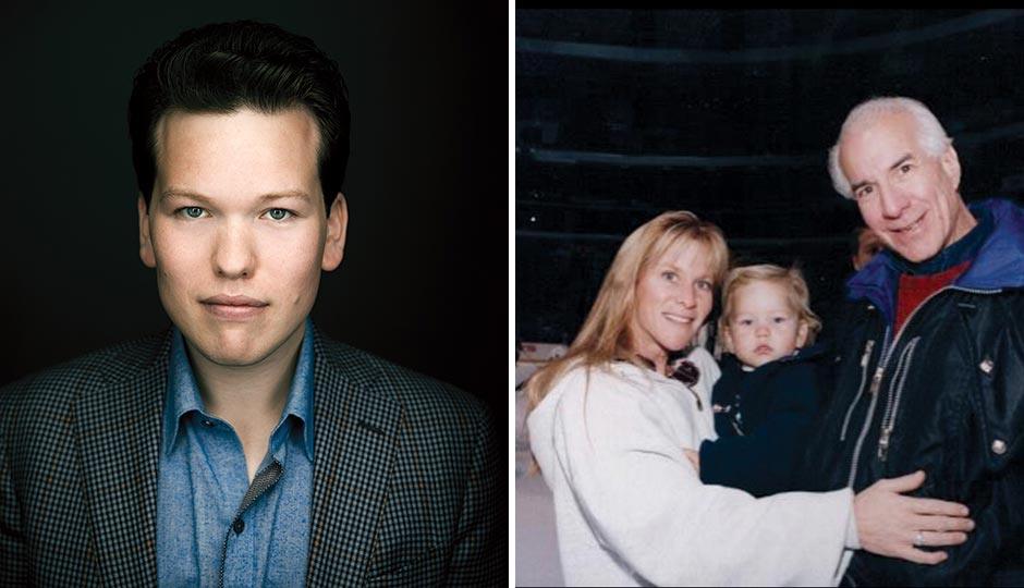 Left: Garrett Getlin Snider (photography by Justin James Muir). Right: Lindy, Garrett, and Ed Snider, circa 1997 (courtesy of Garrett Getlin Snider)