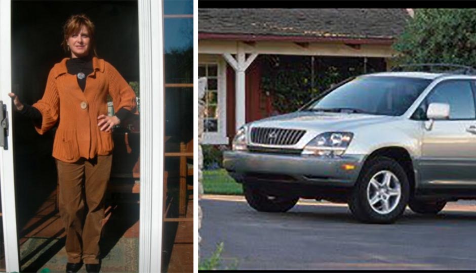 Jesse Wellens' mother, Stella Wellens, left, and her car. Photos via Twitter.