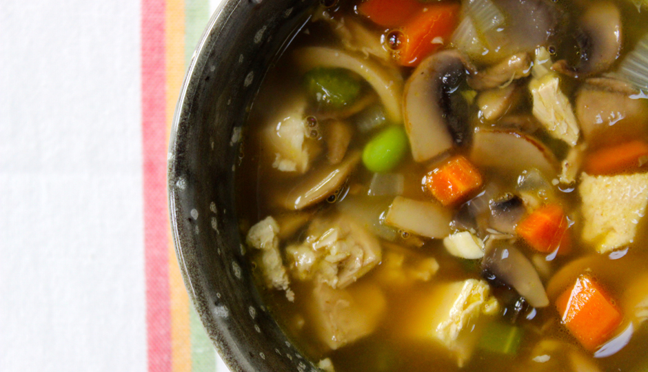 Asian-Style Chicken, Mushroom and Rice Soup | Photo by Becca Boyd
