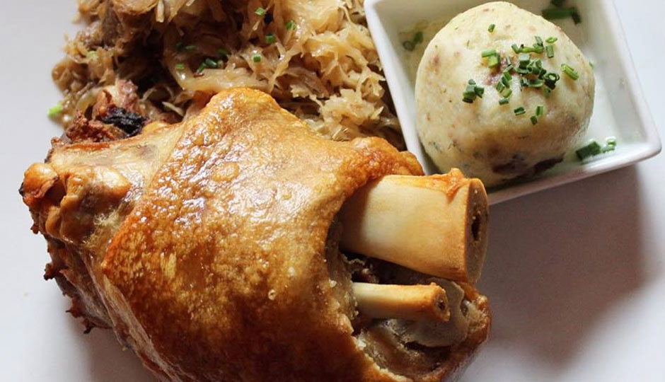 Schweinshaxe Roasted Pork Shank at Brauhaus Schmitz