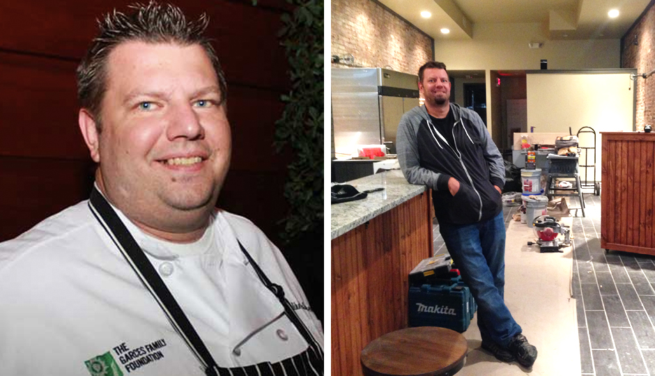 Chef Mike Stollenwerk before his 160-pound weight loss and after.