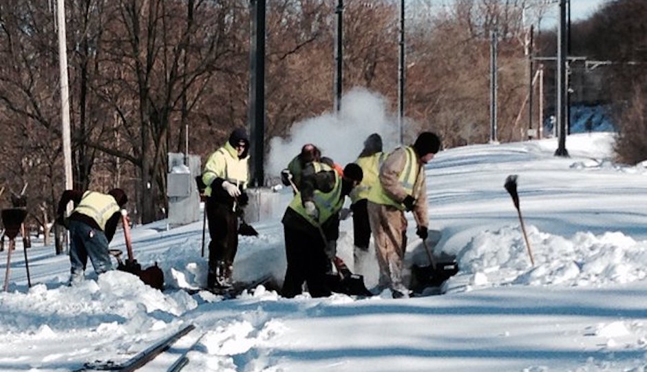 SEPTA workers dig out from the heavy weekend snow. | SEPTA Media Relations