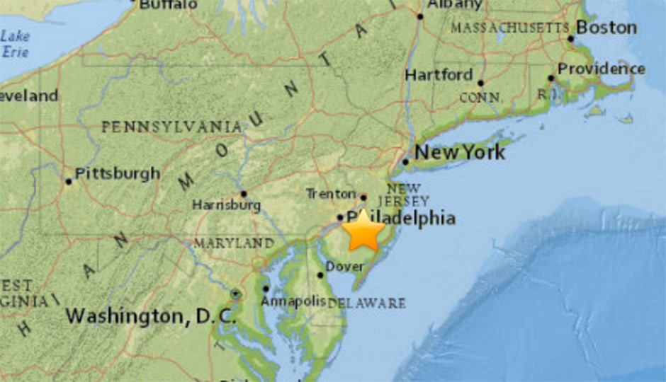 Sonic Boom - South Jersey - USGS map