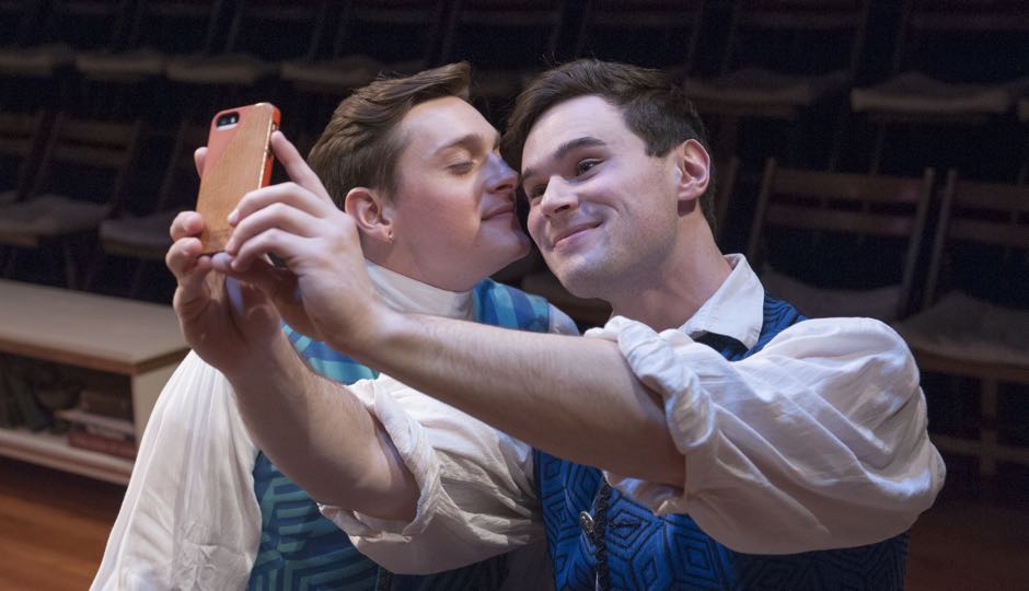 Actors David Reese Hutchison (L) and Kevin Murray (R) play lovers in the new production. Photographed by John Flak, courtesy of Mauckingbird Theatre Company.