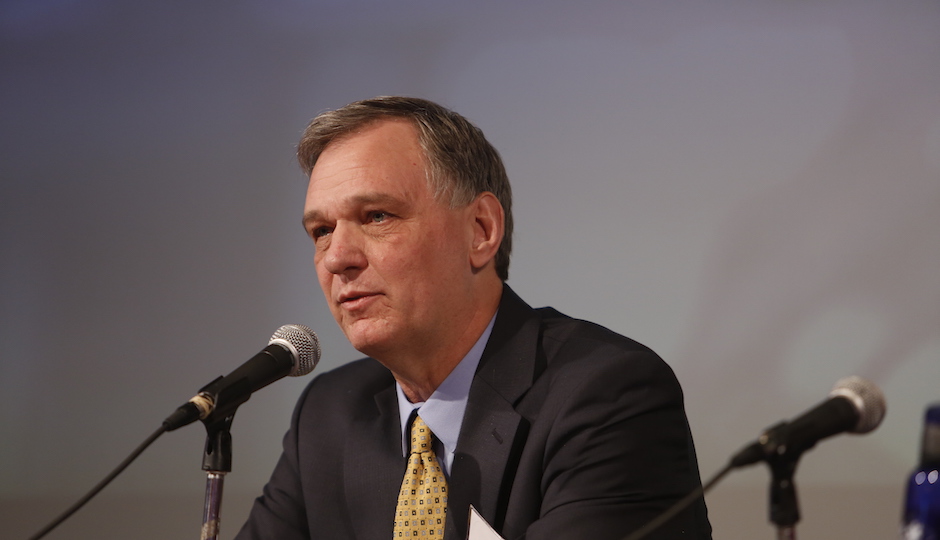 Former Pennsylvania environmental protection secretary John Hanger during a gubernatorial candidates forum Tuesday Feb. 4, 2014 in Philadelphia. (AP Photo/Jacqueline Larma)