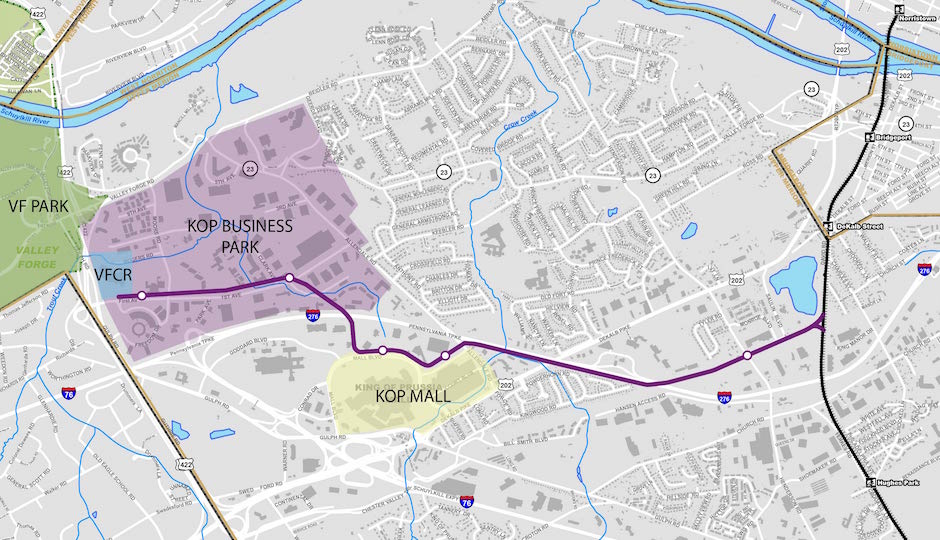 SEPTA locally preferred alternative map