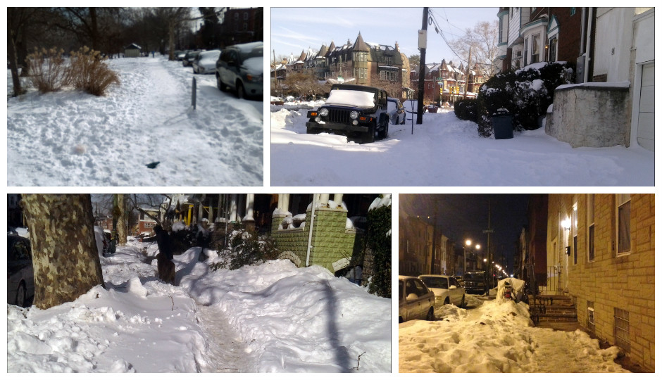 Sidewalks around the city were blanketed in snow in the wake of Winter Storm Jonas. | Photos by @philabikes and Holly Otterbein