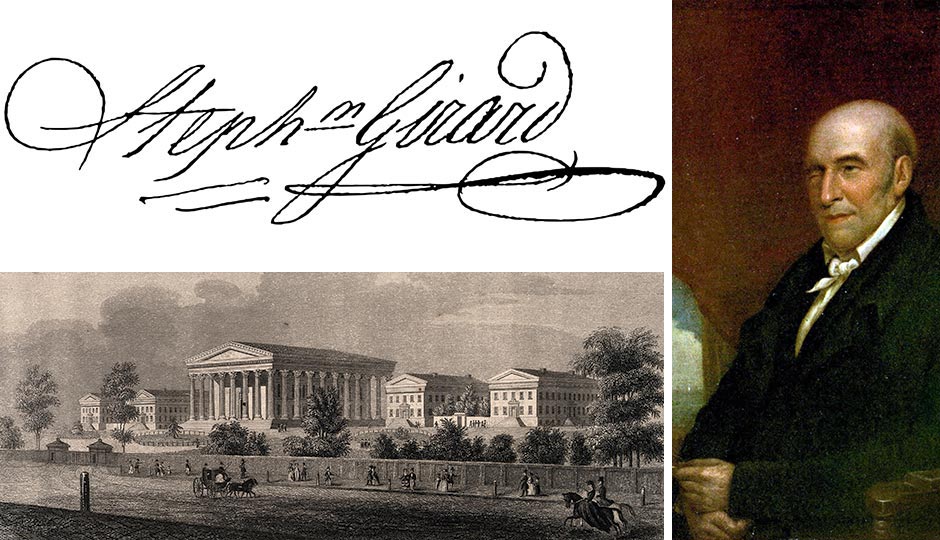 Stephen Girard signature and portrait by B. Otis | Public Domain. Girard College, By http://wellcomeimages.org/indexplus/obf_images/b3/78/cac9aedc68948434e14f7e05bc9b.jpgGallery: http://wellcomeimages.org/indexplus/image/V0014366.html, CC BY 4.0, https://commons.wikimedia.org/w/index.php?curid=36487291