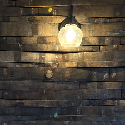 Wall made of barrel staves
