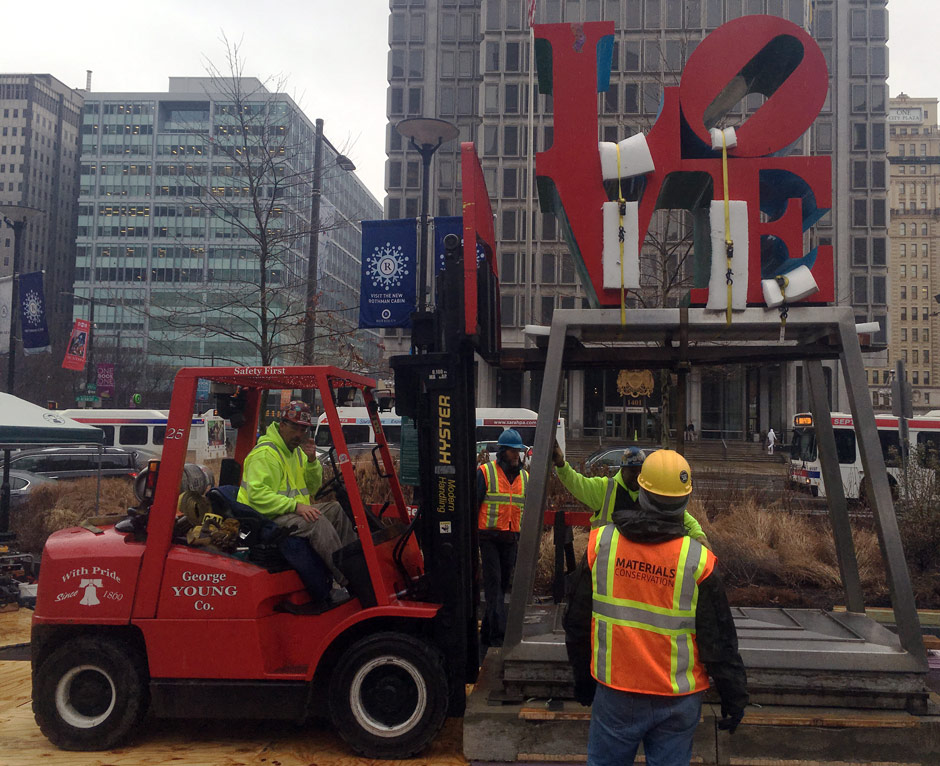 Love sculpture moved into Dilworth Park