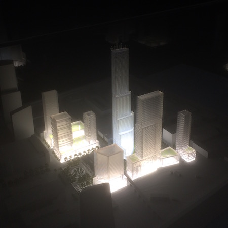 A lit model of Schuylkill Yards was on display at the formal announcement. Photo | Sandy Smith
