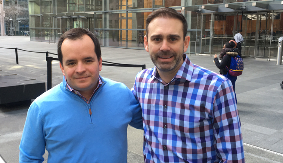 OneTwoSee co-founder Chris Reynolds and Preston Smalley, vice president of product, sports & X1 Apps for Comcast.