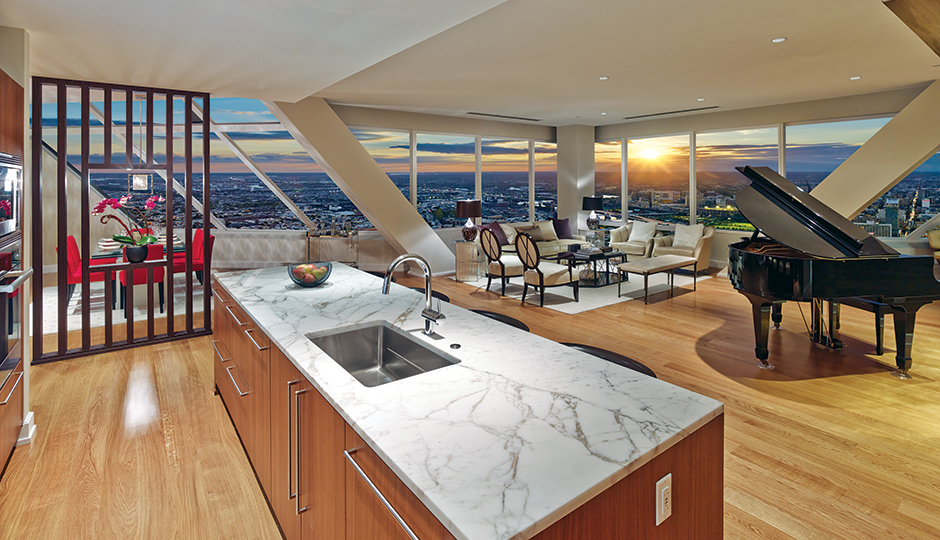 On the market: $2.25 million. The Residences at Two Liberty Place, Rittenhouse. What you get: A 54th-floor penthouse with sweeping city views, three bedrooms, four bathrooms, custom wood flooring, and a top-of-the-line kitchen with marble countertops. Photo courtesy of Don Pearse.