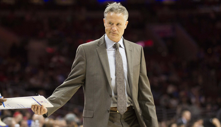 Brett Brown's Philadelphia 76ers fell to 9-64 on the season with a 108-105 loss to the Portland Trailblazers | Bill Streicher-USA TODAY Sports