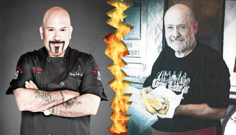 Bitter Battle: Tony Luke Jr. (left, photo by Franco Sicilia) and his father, Tony Luke Sr. (photo via federal court exhibit).